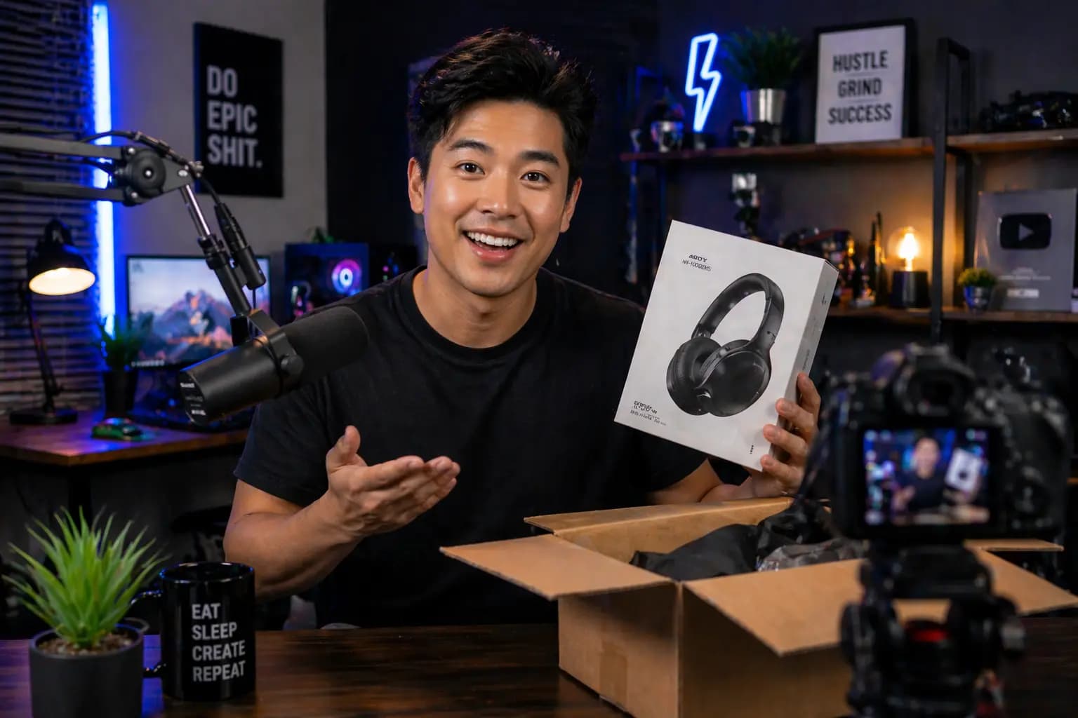 Content creator in a studio